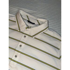 Zero Restriction Polo Shirt Mens Large White Striped Short Sleeve Golf Top